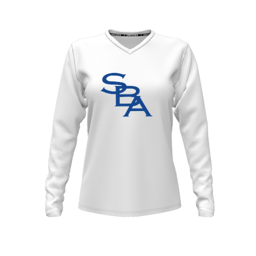 [FTLVCFWH-FYXS-LOGO2] Decker Comfort T-Shirt (Female Youth XS, White, V Neck, Logo 2, Long Sleeve)