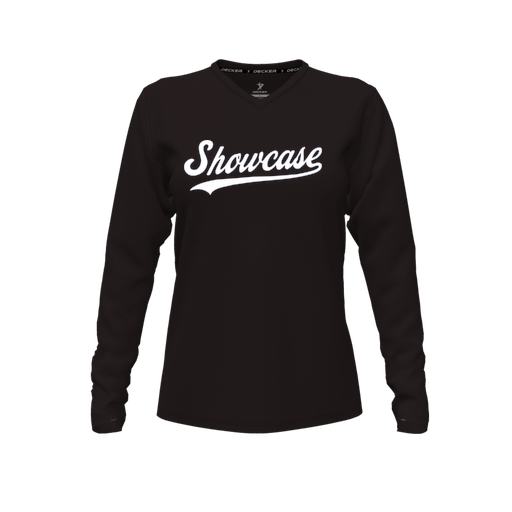 [FTLVPTBK-FYXS-LOGO3] Decker Performance T-Shirt (Female Youth XS, Black, V Neck, Logo 3, Long Sleeve)