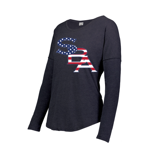 [FTLCUBNV-FAXS-LOGO1] Decker Women's Tri-Blend T-Shirt - Long Sleeve (Female Adult XS, Navy, Logo 1)